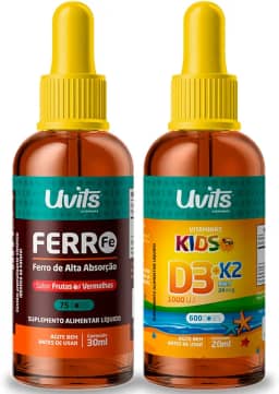 Kit Ferro Bisglicinato 30ml + Vitamina D3 K2 Kids 20ml Uvits