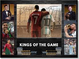 Pôster autografado Superstar Messi e Cristiano Ronaldo para decoração de parede de quarto de fãs de crianças - Cartazes de futebol americano em tela para presentes de aniversário de meninos