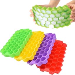 Kit 2 Formas de Gelo Ice Colmeia em Silicone Com Tampa 37 Cavidades Flexível Resistente Altas e Baixas Temperaturas Multifunção Ideal para Gelos para Drinks Shots Matinais Doces e Receitas Criativas