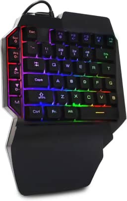Teclado Gamer Single Handed Uma Mão Multimídia Leds Rgb Controle de Iluminação Conexão Usb Pc Notebook Mac Celular