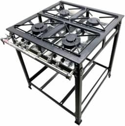 Fogão Industrial 4 Bocas 2 Simples Standard Baixa Pressão Grelhas Aço 30x30 P5 Mr Fogões