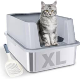 Caixa de Areia Fechada Grande de Aço Inoxidável, Banheiro Gato Fechado,Caixa de Areia para Gato Grande com Pa (Fácil de limpar, reduz odores e tampa alta)