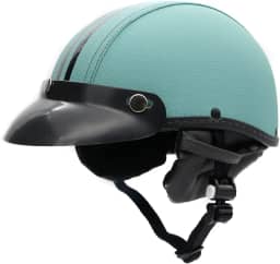 BR101 Capacete Coquinho Custom Scooter Elétrica Ciclismo Bike Skate Chopper Revestido Couro Premium Azul Adulto Unissex