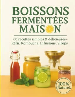 Boissons Fermentées Maison – 60 Recettes simples & délicieuses - Kéfir, Kombucha, Infusion, Sirops.: Recettes santé simples, pétillantes et 100 % naturelles (French Edition)
