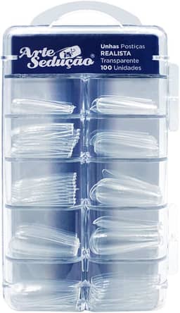 Unhas Postiças Realista Transparente, 100 Unidades, Arte Sedução