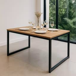 Mesa de Jantar Industrial 120x80 cm com Estrutura em Metalon (MEL)