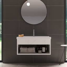 Gabinete com Cuba para Banheiro 100% MDF Zoff Marmorizado Branco