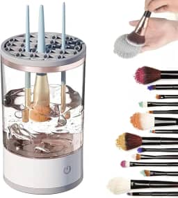 Limpador Automático de Pincéis de Maquiagem, USB, Branco
