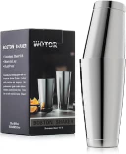 WOTOR Conjunto de coqueteleira Boston de aço inoxidável, 510 g e 800 ml, batedeira de metal para barman, ferramentas profissionais de bar para barman (prata)