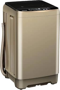 Máquina de lavar portátil, máquina de lavar roupa automática de 6 kg com 10 programas, visor de LED, lavadora compacta de alta eficiência para apartamento, casa, dormitórios, trailer, ouro