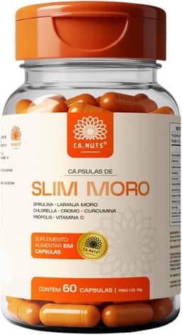 Slim Moro Cápsulas Ca.nuts | 60 Cápsulas | Extrato de Laranja Moro + Spirulina + Chlorella + Cromo + Curcumina + Própolis + Vitamina C (1 Pote)