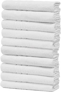 Kit Com 10 Toalhas de Banho Profissional Prata Alta Absorção 70x130cm - Central Toalhas - Costura Dupla Reforçada (Branco Off White)