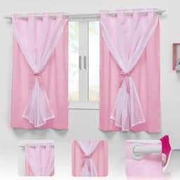 Cortina Infantil Para Quarto Bebê 2,20x1,30 Menina Menino Teen Indicado para Varão até 1,80m (Rosa)