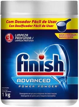 Finish Advanced Detergente para Lava Louças em Pó, Sabão Limpeza Profunda, 1kg