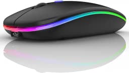 PEIBO Mouse sem fio Bluetooth para laptop, Mac, MacBook, iPad, MacBook Air, MacBook Pro, PC, desktop, Windows Chromebook Notebook (LED preto)