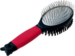 Ferplast Gro 5928, Escova Dupla para Cães, Vermelho, com Cerdas Macias e Cerdas Metálicas Ferplast para Cães