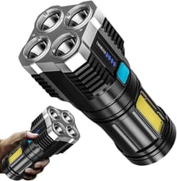 Lanterna Recarregável Super brilhante holofote de alto lúmens - lanterna portátil à prova d'água para emergências camping caça, lanterna USB 4 LED |