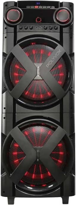 Polyvox, Torre de Som Amplificada Bluetooth Polyvox TWS XT-2000T Bi-volt 2 Woofer de 12"