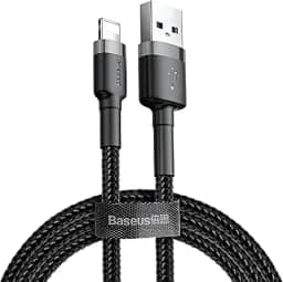 Cabo de carregamento e cabo de transferência de dados da série Baseus Cafule, USB-A e Lightning 1.5 A, 2 Meter, cinza - preto