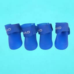 Bota de Silicone AZUL para Cachorro Botinha para Patas Antiderrapante Impermeável Protetor Pet com 4 Unidades (M)