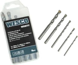 Kit de Brocas Cilíndricas Wesco – 5 Peças | Alta Durabilidade | Aço 40Cr | Tratamento Jateado | Para Concreto, Alvenaria