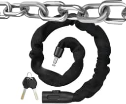 Cadeado Corrente Forte com Elos Lock Trava Para Bicicleta Moto Reforçada Sem Cabos Segredo com Chave Revestida com Tecido Poliéster (900mm)
