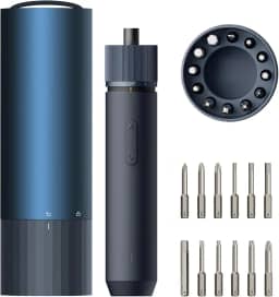 HOTO Conjunto de Chaves de Fenda Elétrica 3,6V, Multifuncional com 12 Pontas, Luz LED Sem Sombra, Ideal para Computador, Estante, Bicicleta, Azul