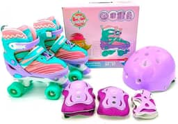 Patins Quad Ajustável Kit com Acessórios de Segurança Turma da Aventura do 34/37 - Unitoys