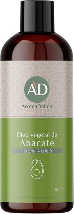 Óleo Vegetal De Abacate - Prensado a Frio, 100% Puro e Vegano | Alto Poder De Hidratação Para Corpo e Cabelo 120 ml - Aroma D’alma