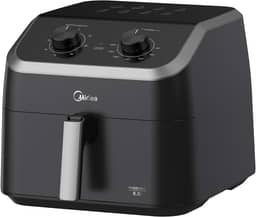 Fritadeira Midea Air Fryer 8,5L, design com dois botões, ampla faixa de temperatura de 80°C a 200°C, cesto antiaderente e prato para vegetais, 1900W, 110V, FWM85P1