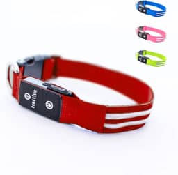 Tractive Coleira para cachorro com iluminação LED recarregável por USB à prova d'água (vermelha)