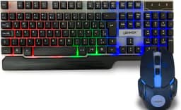 Kit Teclado e Mouse Gamer Iluminação Led, 3200 DPI RGB, Teclado Semi Mecânico ABNT2, Mouse DPI Ajustável, Combo Gamer USB para PC e Notebook