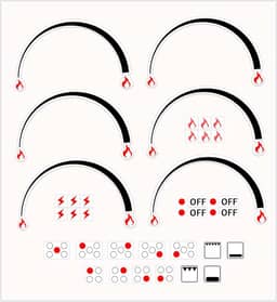Anel de indicadores de chama, adesivo de fogão, 3 peças, anéis indicadores de chama, etiquetas de fogão, substituição de forno, botão adesivo, símbolos para queimador, fogão, fogão, marcações