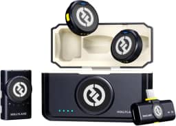 Hollyland Lark M2 Microfone de Lapela Sem Fio, Mini Microfone 48kHz/24bit, Cancelamento de Ruído para Gravação e Transmissão, Compatível com iPhone/Camera/Android/PC(2TX+2RX+Estojo de Carregamento)