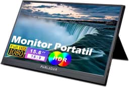 Monitor Portátil 15.6'' FHD 1080P IPS, Plug & Play via USB-C/HDMI, Antirreflexo e Proteção para Olhos, Compatível com Notebook, PC, Celular e Consoles de Jogos (suporte flip-back)