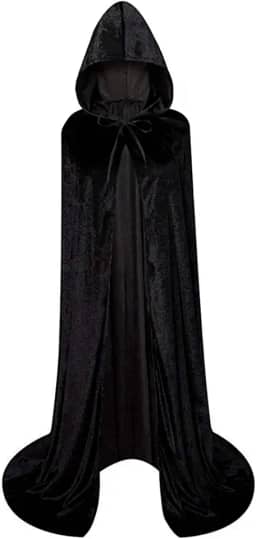 Roupão unissex com capuz de comprimento total para Halloween, capa longa de veludo, fantasia cosplay