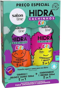 Salon Line, Kit Shampoo e Condicionador, Hidra Cachinhos Kids, Vegano - Para Cabelos Ondulados, Cacheados e Crespos, 300ml