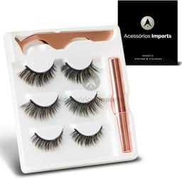Kit Cílios Postiços Magnéticos Com Pinça e Delineador