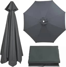 Capa de tecido para guarda-sol de jardim, guarda-sol de poliéster para 6 braços/8 braços, pano de substituição anti-ultravioleta para mesa de quintal, jardim, praia, quintal (cor: cinza, tamanho: 270