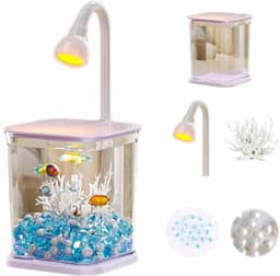 Aquário decorativo, aquário para iniciantes com luzes LED dobráveis, aquário de folha acrílica altamente transparente e inquebrável para mesa, quarto