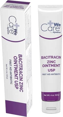 Dynarex Pomada De Bacitracina E Zinco Usp - Creme Para Queimaduras Antibiótico Cortes Leves, Assaduras, Primeiros Socorros Feridas, Tubo 113 Ml