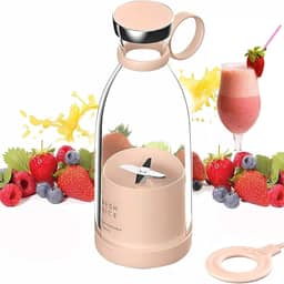 Liquidificador portátil pessoal de suco fresco, para vitaminas ou batidas, mixer pessoal, liquidificador de frutas sem fio recarregável por USB, para esportes, acampamento, exercícios (rosa)