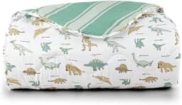 Edredom Cobertor Lutti Solteiro Infantil Dupla Face 200 Fios Dinossauro Verde