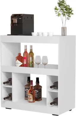 Aparador Adega Egeo, Móvel Bar com Prateleiras para Vinhos e Bebidas (BRANCO)