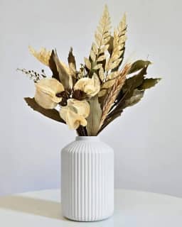 Arranjo De Flores Secas Decorativo Vaso Garrafa Cilíndrica