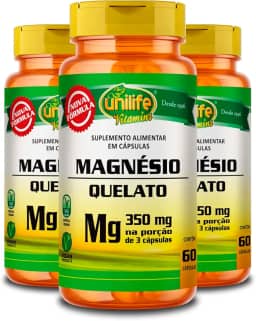 Kit 3 Magnésio Quelato Unilife 60 Cápsulas