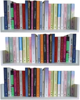 3 Prateleiras 60cm x 20cm x 11,5cm para livros e decoração - MDF Branco