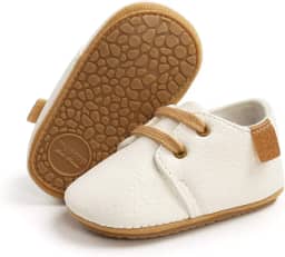 Sapatos para bebês meninos e meninas com cadarço couro PU tênis infantil antiderrapante sola de borracha para recém-nascidos (0 a 18 meses)