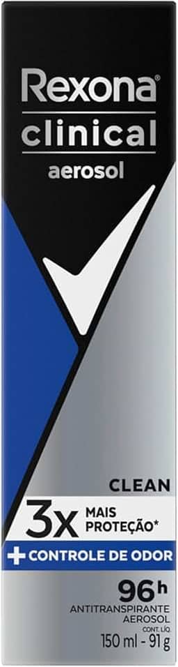 Rexona Antitranspirante Aerossol Men Clinical Clean 150ml (A embalagem pode variar)