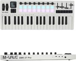 M-VAVE VEDO Teclado MIDI 37 Teclas Sensíveis com Sintetizador DX-7 FM Integrado, Pads RGB, Arpeggiator, Sequenciador, Conexão USB e Bluetooth para Produção Musical, Home Studio e Performances ao Vivo